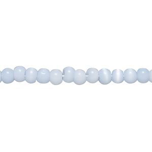 Bead, cat's eye glass (fiber optic glass), light cobalt blue, 5mm uneven round. Sold per 15-inch strand, approximately 110 beads.
