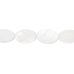 Mother-of-pearl shell 1pkg1, flat oval bead 15 inch ivory 13x8mm