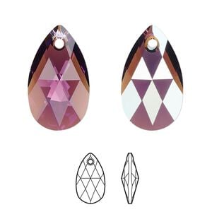 Drop 96pk amethyst shimmer, Swarovski&reg; 22x13mm pendant pear 6106