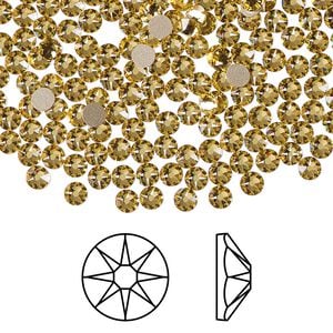 Flat back 144pk dark jonquil foil back, Crystal Passions&reg; Regenerated 3-3.2mm rose round SS12 2088