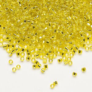 Seed bead, Dyna-Mites&trade;, glass, pkg/40g, #11 round, transparent silver-lined yellow, (65:SR 11/0 SR).