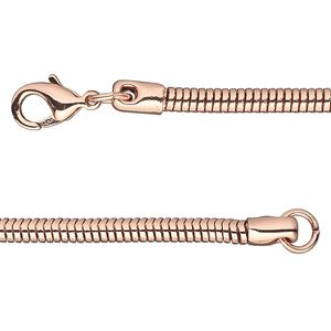 Chain 1pkg1 copper-plated snake, 3.2mm / lobster claw clasp, Dione&reg; brass 18 inch