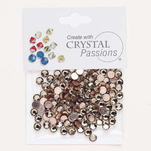 Flat back 1pkg144 greige foil back, Crystal Passions&reg; rhinestone 4.60-4.80mm hotfix round SS20
