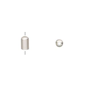 Cord end 1pkg100 silver-plated, 6.5x4mm / 3mm inside diameter, brass