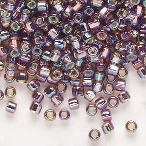 Seed bead, Dyna-Mites&trade;, glass, silver-lined translucent rainbow light purple, #6 round with square hole. Sold per 40-gram pkg.