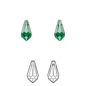Drop 288pk majestic green, Swarovski&reg; 11x5.5mm pendant teardrop 6000