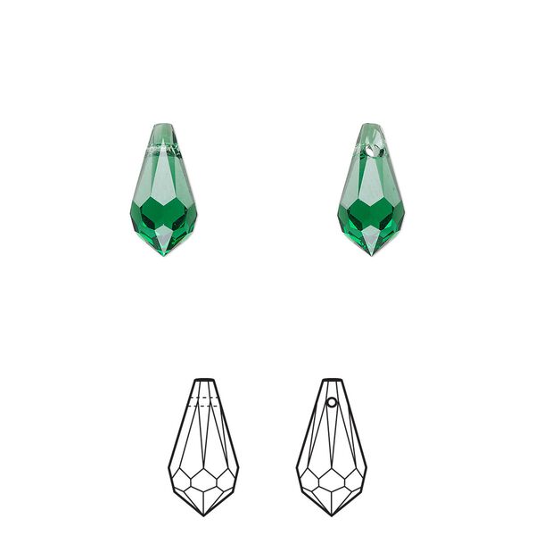 Drop 288pk majestic green, Swarovski&reg; 11x5.5mm pendant teardrop 6000 image number 0