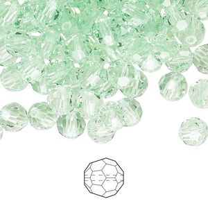 Bead 288pk chrysolite, Preciosa Czech crystal 6mm round