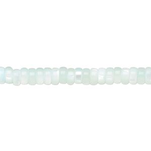 Mother-of-pearl shell 1pkg1, heishi bead 15.5 to 16 inch aqua blue 5x2mm