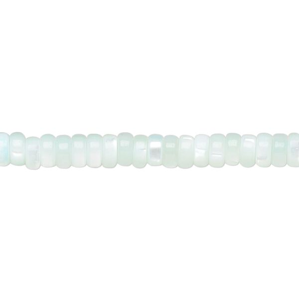 Mother-of-pearl shell 1pkg1, heishi bead 15.5 to 16 inch aqua blue 5x2mm image number 0