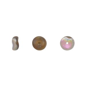 Bead, Czech pressed glass, frost iris brown, 7x3mm rondelle. Sold per 15" to 16" strand.