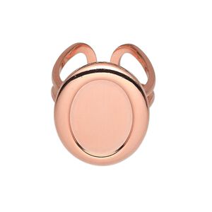 Ring, copper-plated "pewter" (zinc-based alloy), 24x20mm with 18x13mm oval setting, adjustable. Sold individually.