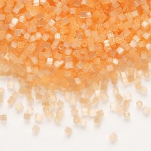 Seed bead, Preciosa Ornela Czech glass, pkg/500g, #11 2-cut hex, translucent solgel dyed satin peach, (05184).