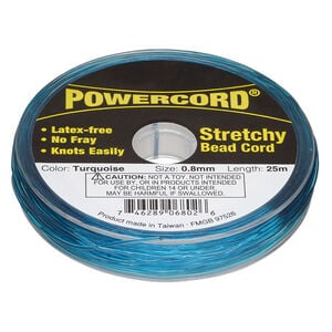 Cord, Powercord&reg;, elastic, turquoise, 0.8mm, 8.5-pound test. Sold per 25-meter spool.