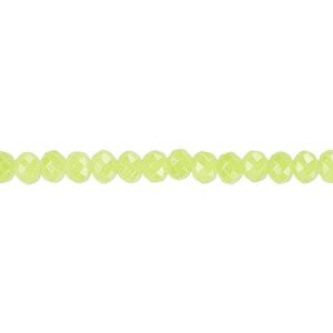Bead 1pk light chartreuse frosted, Celestial Crystal&reg; 4x3mm rondelle 15.5-16 inch