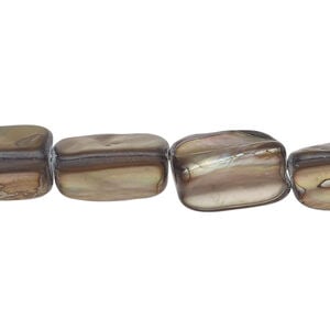 Mother-of-pearl shell 1pkg1, stick bead 15 inch dark taupe 14x7mm-15x10mm