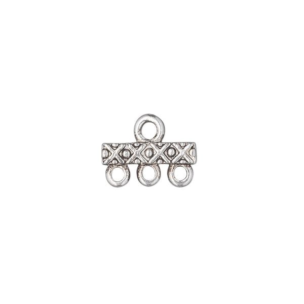 End bar 1pkg20 silver-plated "pewter", 14x3mm rectangle / 1sided / 3 loops, antiqued image number 0