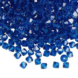 Bead 48pk Capri blue, Preciosa Czech crystal 4mm bicone