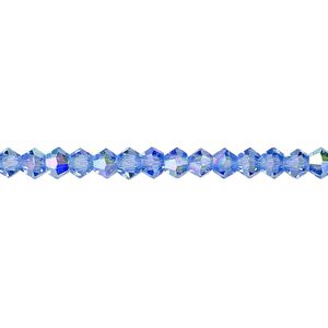 Bead 1pk transparent light blue AB, Celestial Crystal&reg; 4mm bicone 15.5-16 inch