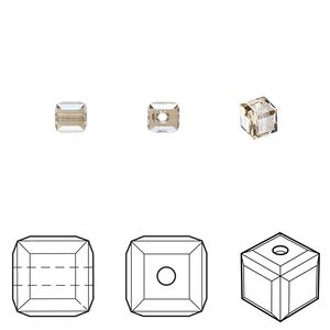 Bead 288pk crystal golden shadow, Swarovski&reg; 4mm cube 5601