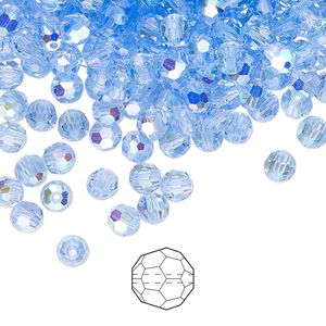 Bead 24pk light sapphire AB, Preciosa Czech crystal 4mm round