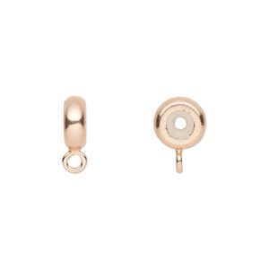 Bead keeper 1pkg4 copper-plated, 9x3.5mm rondelle / closed loop, brass / silicone clear