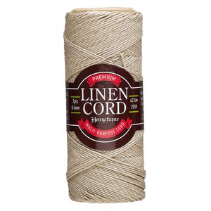 Cord 1pkg1, Hemptique&reg;, linen, natural, 0.5mm 2-ply, 10-pound test. 205-foot spool.