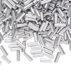 Bead, Preciosa Ornela Czech glass, bugle bead, pkg/50g, #3, soft silver metallic opaque alabaster, (01700).