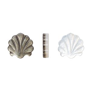 Bead, black lip shell (natural), 13x12mm shell, Mohs hardness 3-1/2. Sold per pkg of 2.