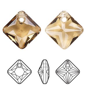 Drop 2pk light Colorado topaz, Crystal Passions&reg; 11.5mm pendant princess cut 6431