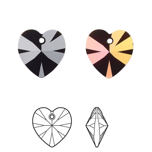Drop 2pk jet astral pink, Crystal Passions&reg; 14mm pendant heart 6228 image number 0