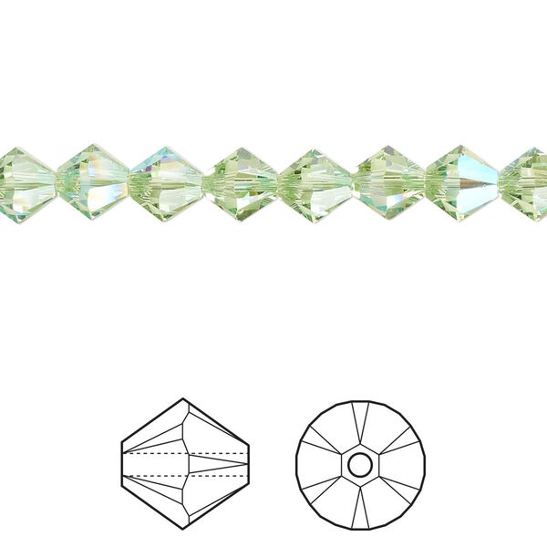 Bead 144pk peridot shimmer, Crystal Passions&reg; 6mm bicone 5328 image number 0