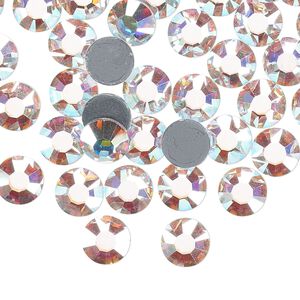 Flat back, Dance With Me&trade; crystal hotfix rhinestone, crystal AB, foil back, 7.07-7.27mm rose, SS34. Sold per pkg of 24.