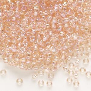 Seed bead, Dyna-Mites&trade;, glass, transparent rainbow cream soda, #8 round. Sold per 1/2 kilogram pkg.