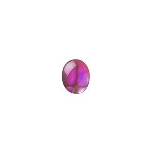 Cabochon, paua shell (coated / dyed), pink, 10x8mm calibrated oval, Mohs hardness 3-1/2. Sold per pkg of 6.