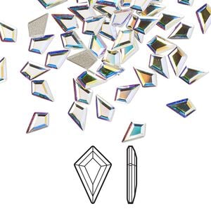 Flat back 24pk crystal AB foil back, Crystal Passions&reg; 6.4x4.2mm kite 2771