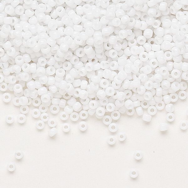 Seed bead, Dyna-Mites&trade;, glass, pkg/40g, #11 round, opaque white, (743 11/0 RR). image number 0