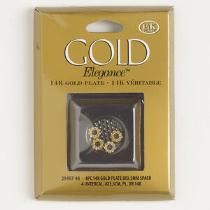 Bead 1pkg4, 6x3mm bumpy rondelle, gold-plated copper