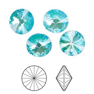 Chaton 48pk crystal laguna DeLite, Crystal Passions&reg; 12mm rivoli 1122
