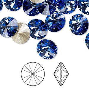 Chaton 48pk sapphire foil back, Crystal Passions&reg; 10.54-10.91mm rivoli SS47 1122