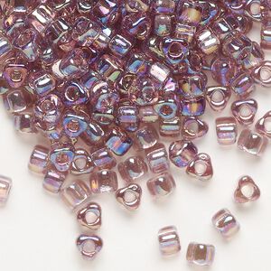 Seed bead, Miyuki, glass, transparent rainbow smoky amethyst (TR1156), #5 triangle. Sold per 250-gram pkg.