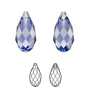 Briolette 36pk tanzanite, Swarovski&reg; 17x8.5mm pendant drop 6010