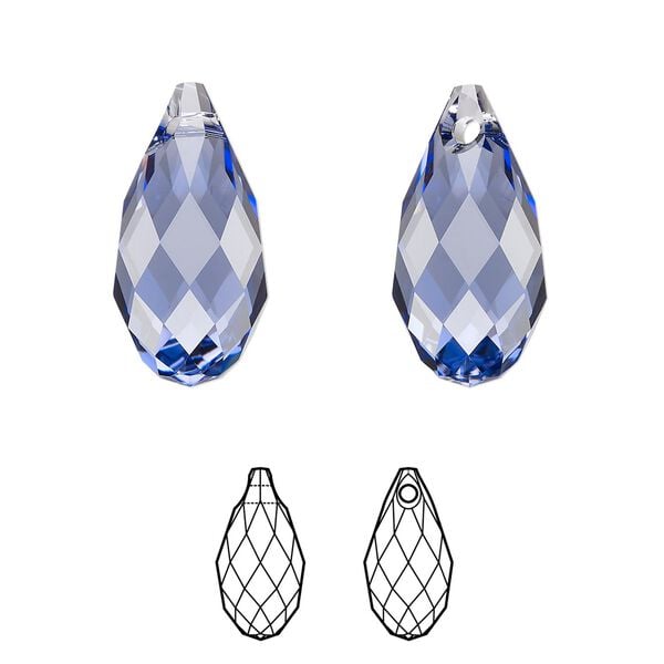 Briolette 36pk tanzanite, Swarovski&reg; 17x8.5mm pendant drop 6010 image number 0