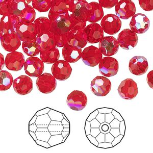 Bead 144pk light Siam AB, Crystal Passions&reg; 6mm round 5000