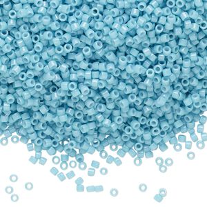 Seed bead, Delica&reg;, glass, pkg/50g, #11 round, Duracoat&reg; opaque outside dyed Nile blue (DB-2128).