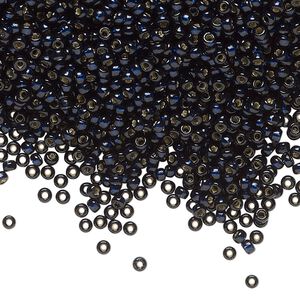 Seed bead, Miyuki 1pkg25g glass, #11 rocaille, Duracoat&reg; transparent silver-lined dark navy blue / outside dyed (RR-4282)