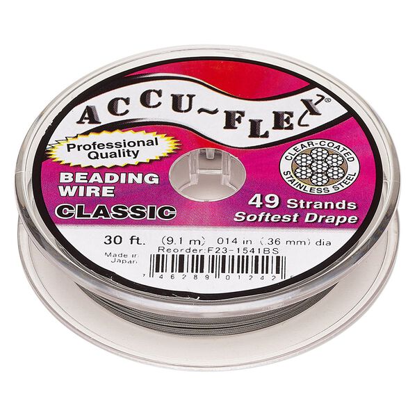 Beading wire, Accu-Flex&reg;, nylon and stainless steel, clear, 49 strand, 0.014-inch diameter. Sold per 30-foot spool. image number 0