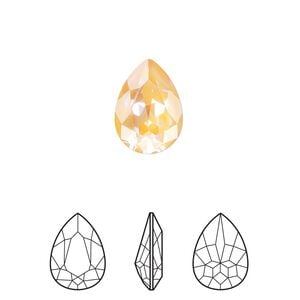 Fancy stone 1pk crystal peach DeLite, Crystal Passions&reg; 14x10mm pear 4320