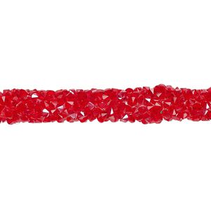 Tube, PVC plastic and glass rhinestone, transparent red, 6-7mm wide. Sold per 8-inch section.