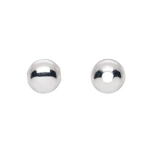 Bead 1pkg10 silver-plated, 10mm round, brass